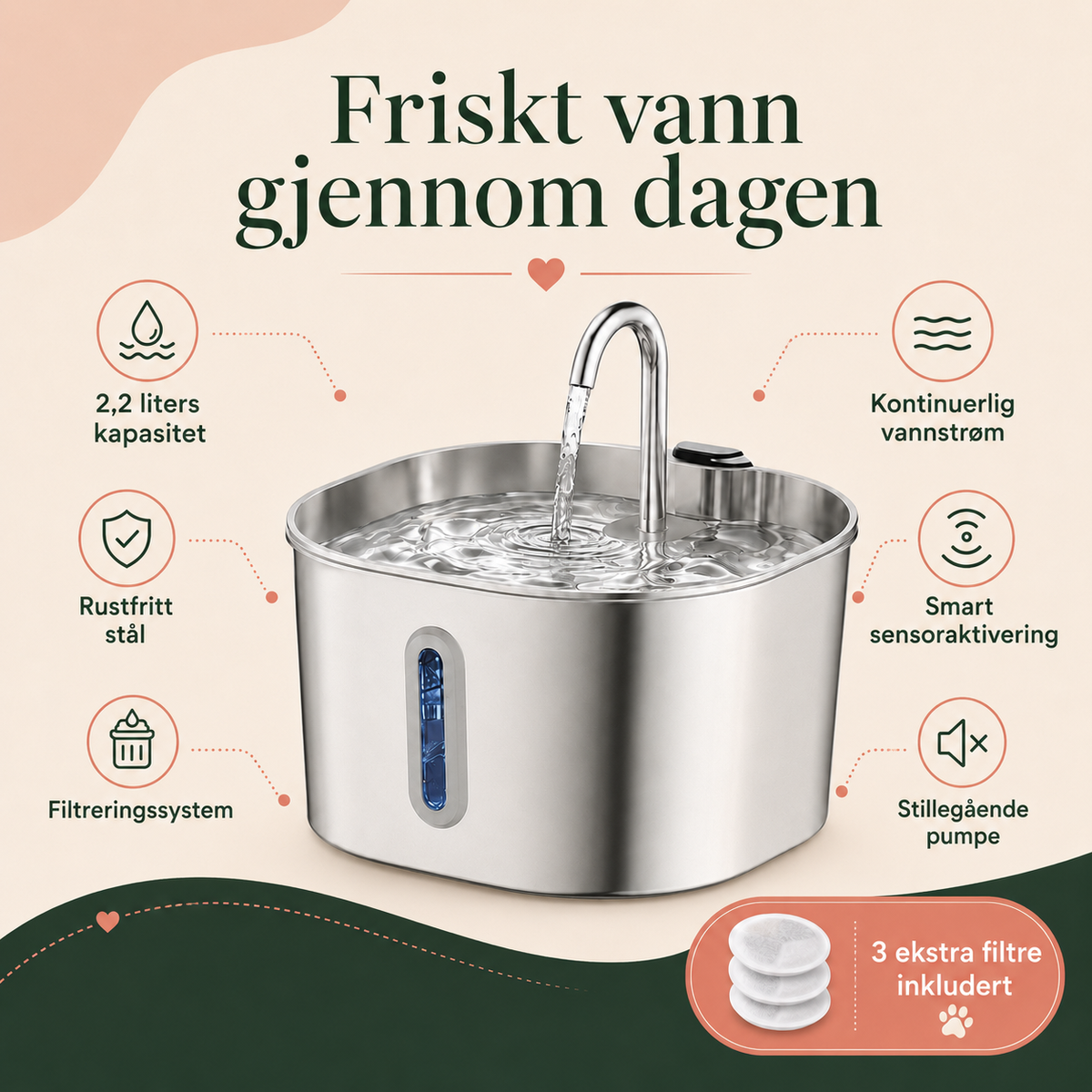 Vannfontene i rustfritt stål